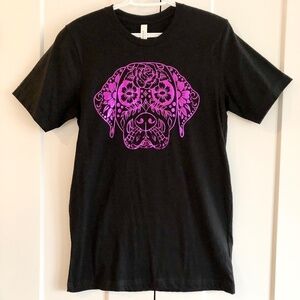 DOG T shirt, Dog Graphic Tee Shirt, Metallic Purple, Size M, New Without Tags